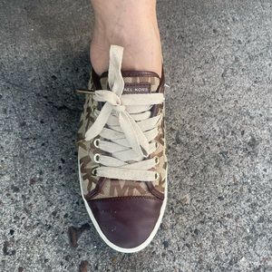 Michael Kors Women's Signature Textile Lace-up Brown Tennis Shoes Size  7